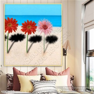 Tranh hoa lá đồng tiền đẹp