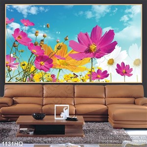 Tranh hoa lá hoa hồ điệp đẹp