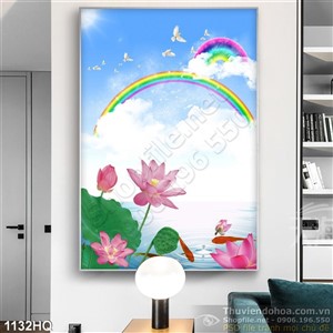 Tranh hoa lá và cồng vồng