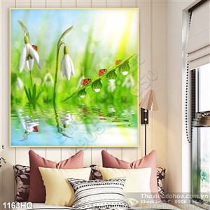 Tranh hoa lá trang trí tường phòng ngủ