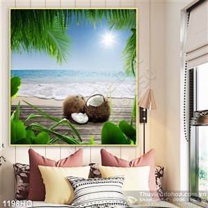 Tranh hoa lá câ dừa đẹp
