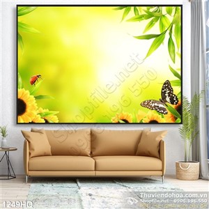 Tranh hoa lá hướng dương đẹp