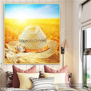 Tranh hoa lá nghệ thuật treo tường phòng ngủ