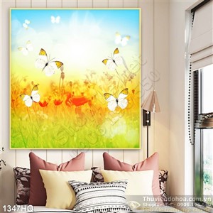 Tranh hoa lá dán tường đẹp độc đáo