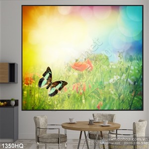 Tranh hoa lá dán tường phòng khách