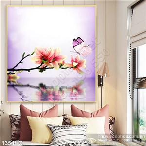 Tranh hoa lá treo tường phòng ngủ