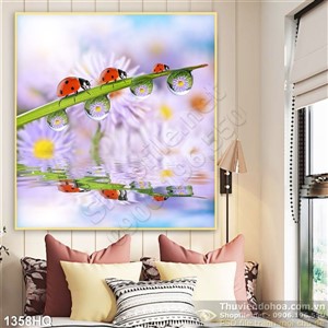 Tranh hoa lá hoa cúc nghệ thuật