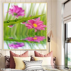 Tranh hoa lá nghệ thuật treo tường phòng khách