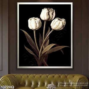 Tranh hoa tulip nghệ thuật trang trí phòng khách