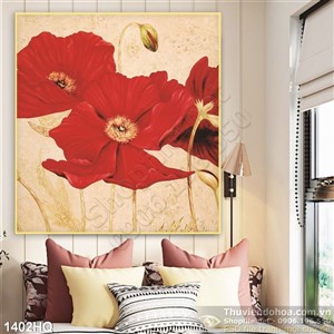 Tranh hoa lá sơn dầu đẹp