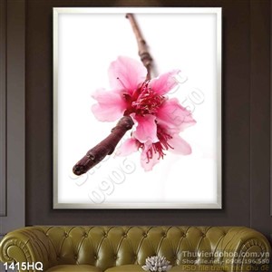 Tranh hoa đào trang trí phòng khách