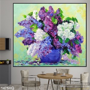 Tranh hoa lá sơn dầu trang trí phòng khách