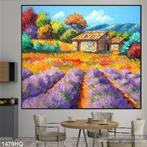 Tranh hoa sơn dầu trang trí phòng ngủ