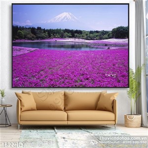 Tranh hoa lá núi Phú Sĩ đẹp