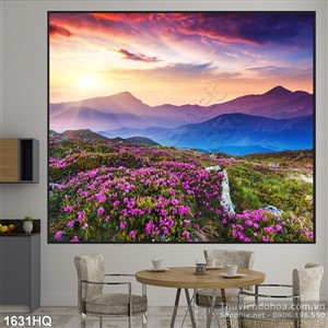 Tranh hoa lá phong cảnh trang trí phòng khách