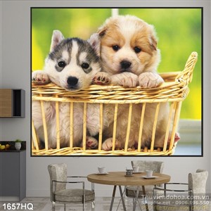 Tranh hoa lá và gấu