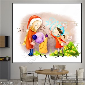 Tranh hoa lá dán tường phòng ngủ cho tre em