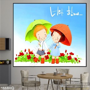 Tranh hoa lá trang trí phòng em bé