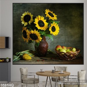 Tranh hoa hướng dương treo tường độc đáo