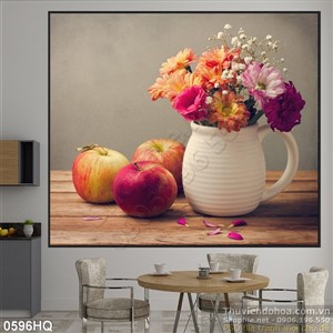 Tranh hoa lá treo tường phòng ăn