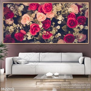 Tranh hoa hồng treo tường phòng khách