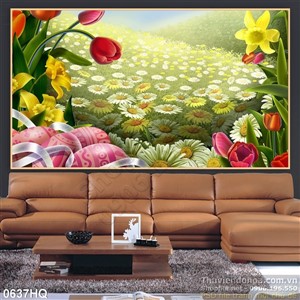 Tranh hoa lá treo tường phòng khách