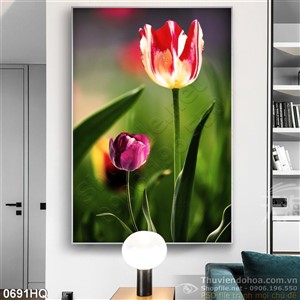 Tranh hoa tulip  trang trí phòng khách