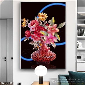 Tranh hoa lá trang trí phòng nghệ thuật