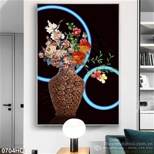Tranh hoa lá trang trí phòng ngủ