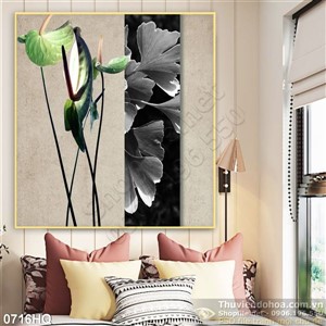 Tranh hoa lá trang trí phòng ngủ