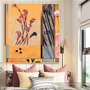 Tranh hoa lá trang trí phòng khách đẹp