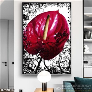 Tranh hoa lá hoồng môn đẹp