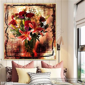 Tranh hoa Ly trang trí treo tường đẹp