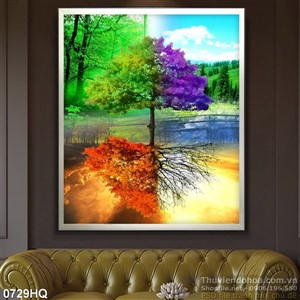 Tranh hoa cây trang trí tường phòng khách