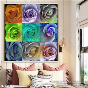 Tranh hoa hồng bảy màu