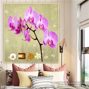 Tranh hoa lan trang trí phòng khách