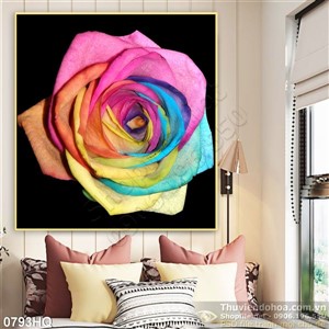 Tranh hoa hồng bảy sắc cầu vồng