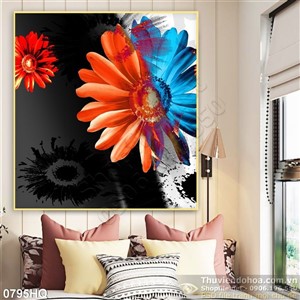 Tranh hoa đồng tiền nghệ thuật đẹp