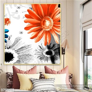 Tranh hoa đồng tiền dán tường độc đáo