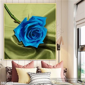 Tranh hoa hồng xanh treo tường phòng khách