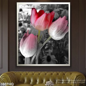 Tranh hoa tulip treo tường độc đáo