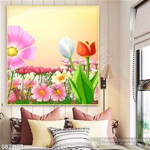 Tranh hoa lá dán tường
