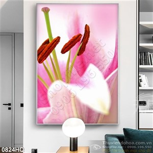 Tranh hoa lá Ly trang trí đẹp