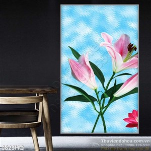 Tranh hoa Ly trang trí tường đẹp