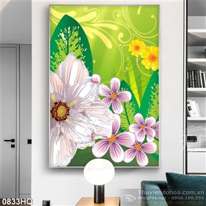 Tranh hoa lá dán tường phòng ngủ