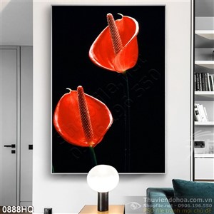 Tranh hoa lá Hồng môn đẹp