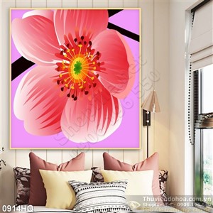 Tranh hoa đào đẹp trang trí phòng