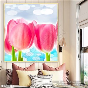 Tranh hoa tulip dán tường đẹp