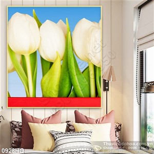 Tranh hoa tulip dán tường đẹp