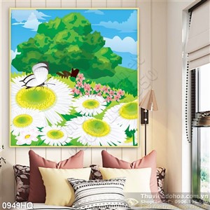 Tranh hoa cúc trang trí dán tường